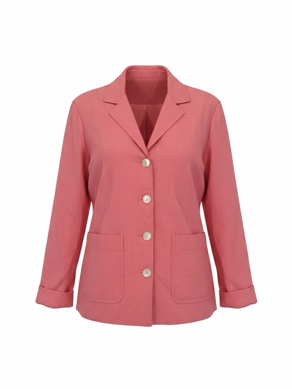 Vintage Appleseed's Coral Pink Notch-Lapel Button Blazer-6P-business-party-Y2K